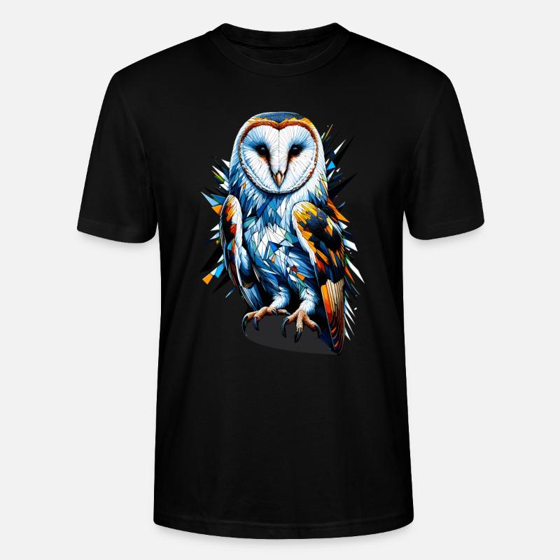 Polygon Art Schleiereule Eulen - Stanley/Stella Unisex Bio-T-Shirt CRAFTER - Schwarz