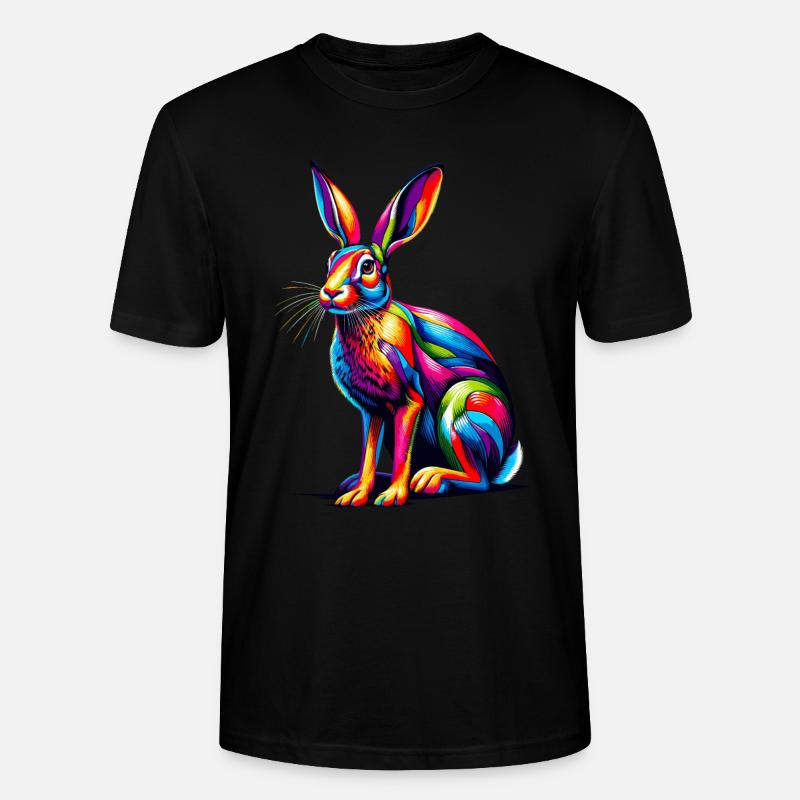 Bunte Pop Art Jackrabbit Jackrabbits - Stanley/Stella Unisex Bio-T-Shirt CRAFTER - Schwarz