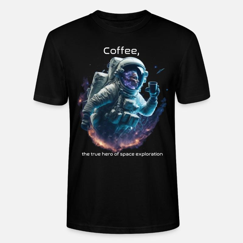 astronaut floating in space sipping coffe - Stanley/Stella Unisex Bio-T-Shirt CRAFTER - Schwarz