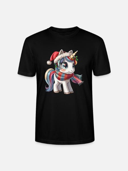 Einhorn-Weihnachts-Kawaii - Stanley/Stella Unisex Bio-T-Shirt CRAFTER - Schwarz