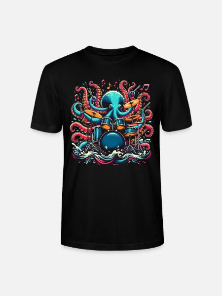 Drummer Drums Octopus Octopus - Stanley/Stella CRAFTER Unisex Organic T-Shirt - black