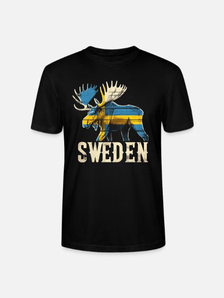 Moose with Sweden flag - Stanley/Stella CRAFTER Unisex Organic T-Shirt - black