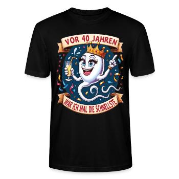 Vor 40 Jahren War Ich die Schnellste Frau - Stanley/Stella Unisex Bio-T-Shirt CRAFTER - Schwarz - Vorne - Alina (178cm) & Michal (187cm)