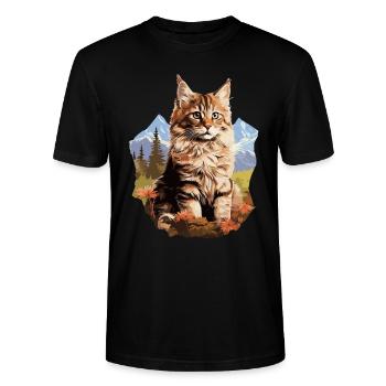 Maine Coon Kätzchen Maine Coon Katze - Stanley/Stella Unisex Bio-T-Shirt CRAFTER - Schwarz - Vorne - Alina (178cm) & Michal (187cm)