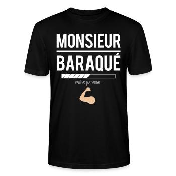 Monsieur baraqué muscle salle de sport humour - T-shirt bio CRAFTER Stanley Stella Unisexe - noir - Devant - Alina (178cm) & Michal (187cm)