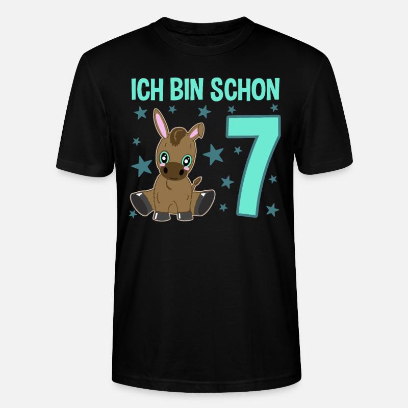 Siebenjährige Partyeselchen Glücksbringer - Stanley/Stella Unisex Bio-T-Shirt CRAFTER - Schwarz