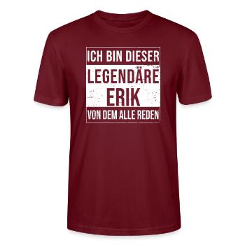 Ich bin dieser legendäre Shirt für Erik - Stanley/Stella Unisex Bio-T-Shirt CRAFTER - Burgunderrot - Vorne - Alina (178cm) & Michal (187cm)