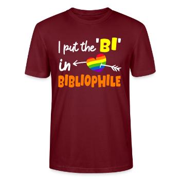 Bisexual Pun - Stanley/Stella CRAFTER Unisex Organic T-Shirt - burgundy - Front - Alina (178cm) & Michal (187cm)