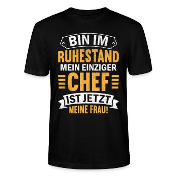 Witzige Renten Geschenke Frau Chef - Stanley/Stella Unisex Bio-T-Shirt CRAFTER - Schwarz - Vorne - Alina (178cm) & Michal (187cm)