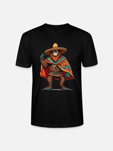 Mexican Bigfoot Sasquatch Sombrero - Stanley/Stella CRAFTER Unisex Organic T-Shirt - black