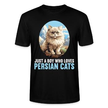 Persian Cat Perserkatze - Stanley/Stella CRAFTER Unisex Organic T-Shirt - black - Front - Alina (178cm) & Michal (187cm)