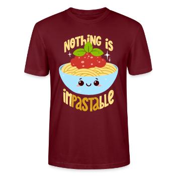 Pasta pun - Stanley/Stella CRAFTER Unisex Organic T-Shirt - burgundy - Front - Alina (178cm) & Michal (187cm)