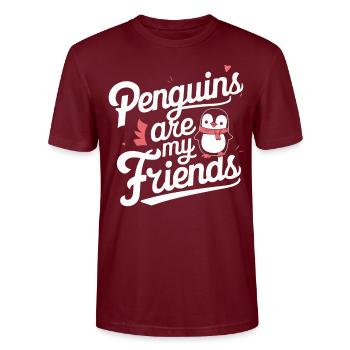 Pinguin Pinguine Tier - Stanley/Stella Unisex Bio-T-Shirt CRAFTER - Burgunderrot - Vorne - Alina (178cm) & Michal (187cm)