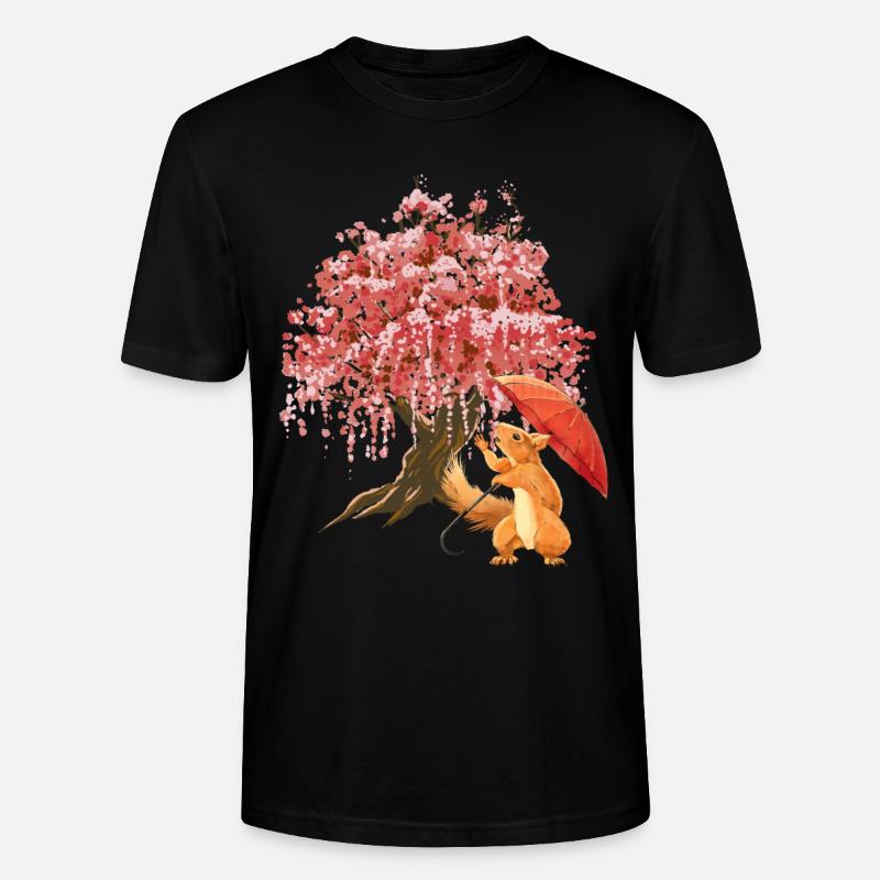 Eichhörnchen Regenschirm Wald - Stanley/Stella Unisex Bio-T-Shirt CRAFTER - Schwarz