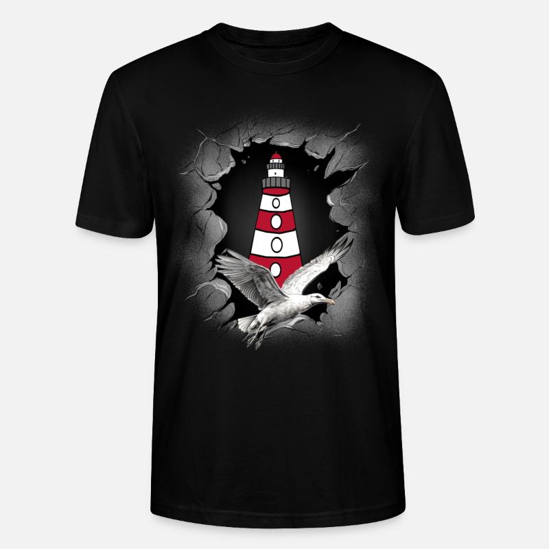 Seagull Lighthouse Maritime Lighthouses Seagulls - Stanley/Stella CRAFTER Unisex Organic T-Shirt - black