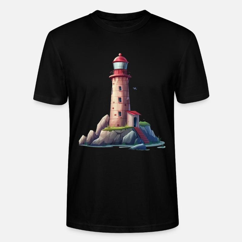 Phare sur la côte rocheuse - T-shirt bio CRAFTER Stanley Stella Unisexe - noir