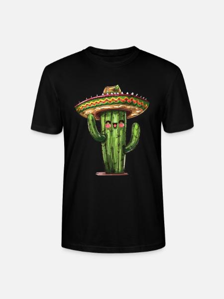 Grappige cactus met sombrero - Stanley/Stella Uniseks bio-T-shirt CRAFTER - zwart