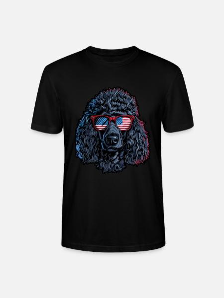 Poodle with American Sunglasses - Stanley/Stella CRAFTER Unisex Organic T-Shirt - black