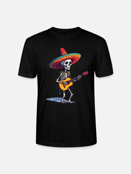 Mexican mariachi skeleton guitarist - Stanley/Stella CRAFTER Unisex Organic T-Shirt - black
