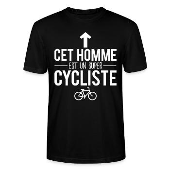 Cet homme est un super cycliste cyclisme vélo - T-shirt bio CRAFTER Stanley Stella Unisexe - noir - Devant - Alina (178cm) & Michal (187cm)