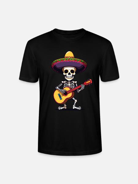 Mexican mariachi skeleton guitarist - Stanley/Stella CRAFTER Unisex Organic T-Shirt - black
