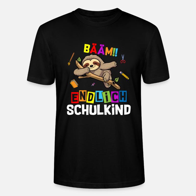 Bääm Endlich Schulkind Faultier Einschulung - Stanley/Stella Unisex Bio-T-Shirt CRAFTER - Schwarz
