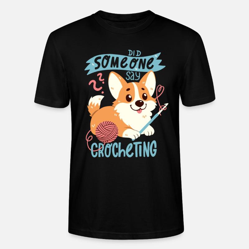 Crochet Corgi - T-shirt bio CRAFTER Stanley Stella Unisexe - noir