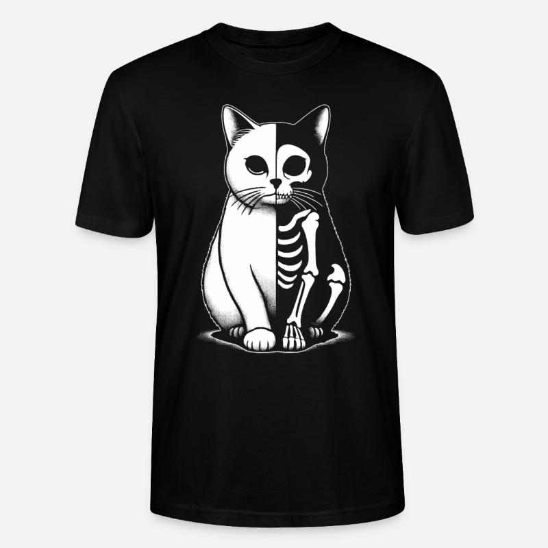 Squelette de chat Halloween - T-shirt bio CRAFTER Stanley Stella Unisexe - noir