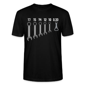 Apéro Bricolo Clé Humour Garage Homme - T-shirt bio CRAFTER Stanley Stella Unisexe - noir - Devant - Alina (178cm) & Michal (187cm)