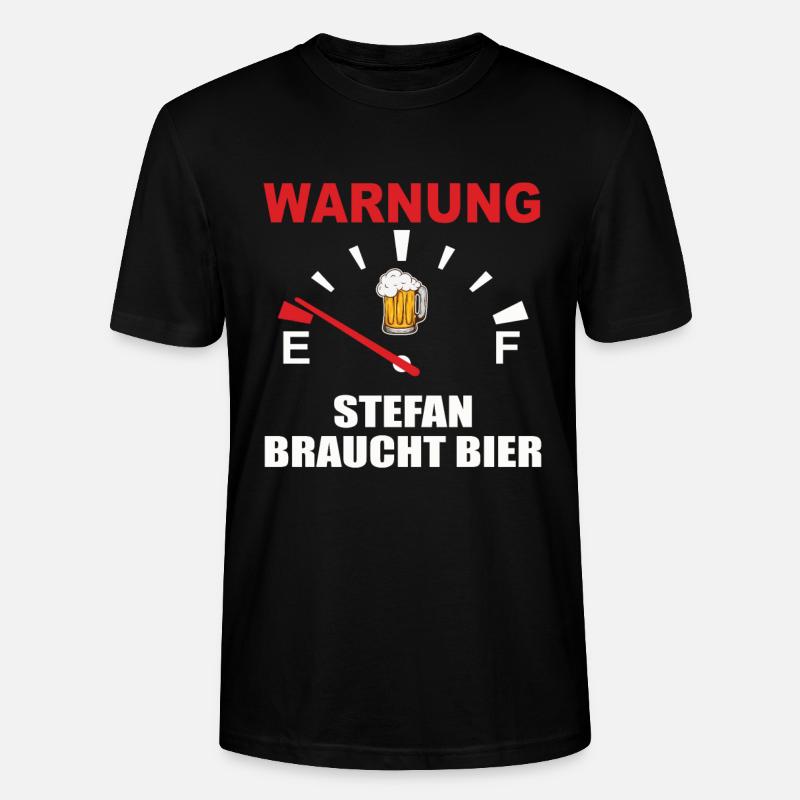 Warnung – Stefan braucht Bier! - Stanley/Stella Unisex Bio-T-Shirt CRAFTER - Schwarz