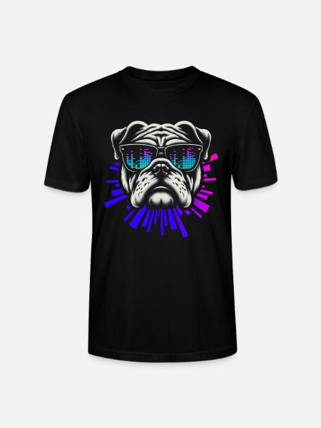 Bulldog With Sunglasses House Music Rave DJ - Stanley/Stella CRAFTER Unisex Organic T-Shirt - black
