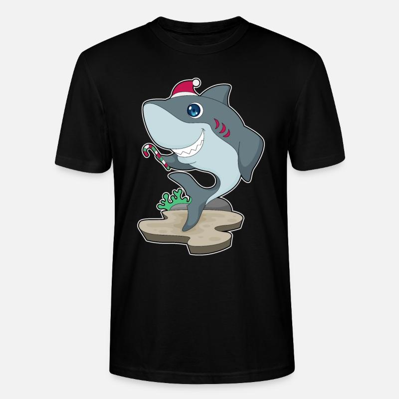 Requin Canne de Noël - T-shirt bio CRAFTER Stanley Stella Unisexe - noir