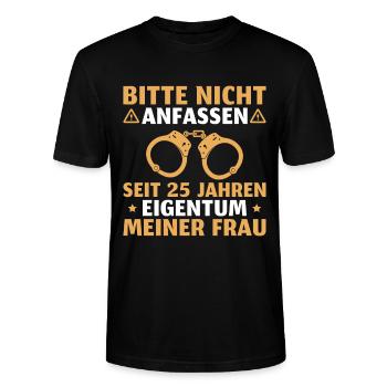 Silberhochzeit Mann 25. Hochzeitstag - Stanley/Stella Unisex Bio-T-Shirt CRAFTER - Schwarz - Vorne - Alina (178cm) & Michal (187cm)