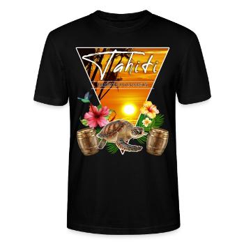 Tahiti French Polynesia Colibri Tortue - T-shirt bio CRAFTER Stanley Stella Unisexe - noir - Devant - Alina (178cm) & Michal (187cm)