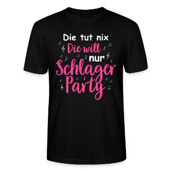 Schlager Tshirt Damen Schlagerparty Kostüm Party - Stanley/Stella Unisex Bio-T-Shirt CRAFTER - Schwarz - Vorne - Alina (178cm) & Michal (187cm)