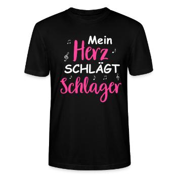Schlager Tshirt Damen Schlagerparty Kostüm Party - Stanley/Stella Unisex Bio-T-Shirt CRAFTER - Schwarz - Vorne - Alina (178cm) & Michal (187cm)