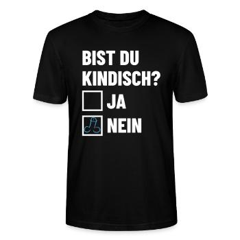 Bist du kindisch? Ankreuzen - Pimmel - Stanley/Stella Unisex Bio-T-Shirt CRAFTER - Schwarz - Vorne - Alina (178cm) & Michal (187cm)