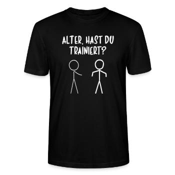 T-shirt de gymnastique drôle de remise en forme Gym d’entraînement - T-shirt bio CRAFTER Stanley Stella Unisexe - noir - Devant - Alina (178cm) & Michal (187cm)
