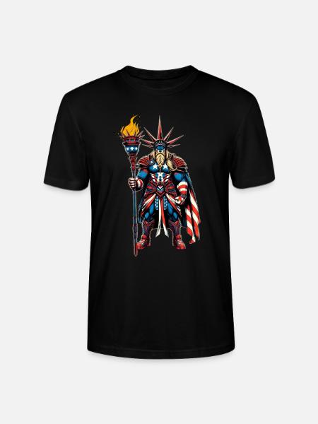American Viking Superhero - Stanley/Stella CRAFTER Unisex Organic T-Shirt - black