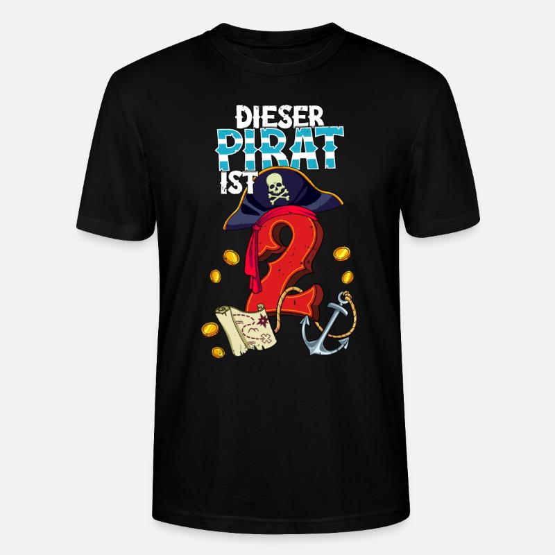 2nd Birthday Pirates - Stanley/Stella CRAFTER Unisex Organic T-Shirt - black