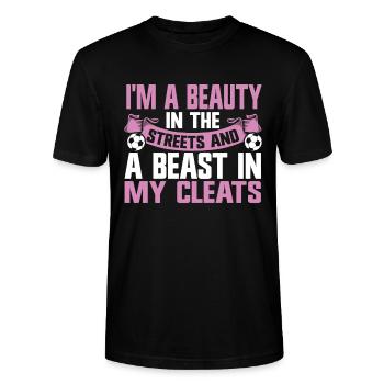 Fußballmädchen Teen Soccer Liebhaber Spieler - Stanley/Stella Unisex Bio-T-Shirt CRAFTER - Schwarz - Vorne - Alina (178cm) & Michal (187cm)