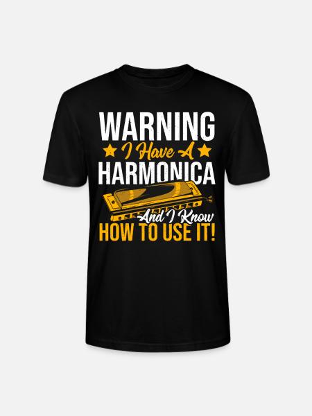 Playing Harmonica Gift - Stanley/Stella CRAFTER Unisex Organic T-Shirt - black