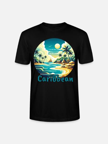 Caribbean Vacation American Beach - Stanley/Stella CRAFTER Unisex Organic T-Shirt - black