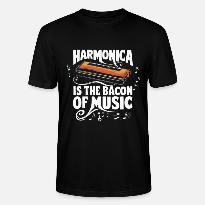 Harmonica Playing Gift - Stanley/Stella CRAFTER Unisex Organic T-Shirt - black