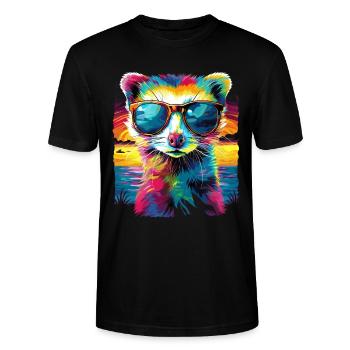 Frettchen Tierhalter Sonnenbrille Sonnenuntergang - Stanley/Stella Unisex Bio-T-Shirt CRAFTER - Schwarz - Vorne - Alina (178cm) & Michal (187cm)