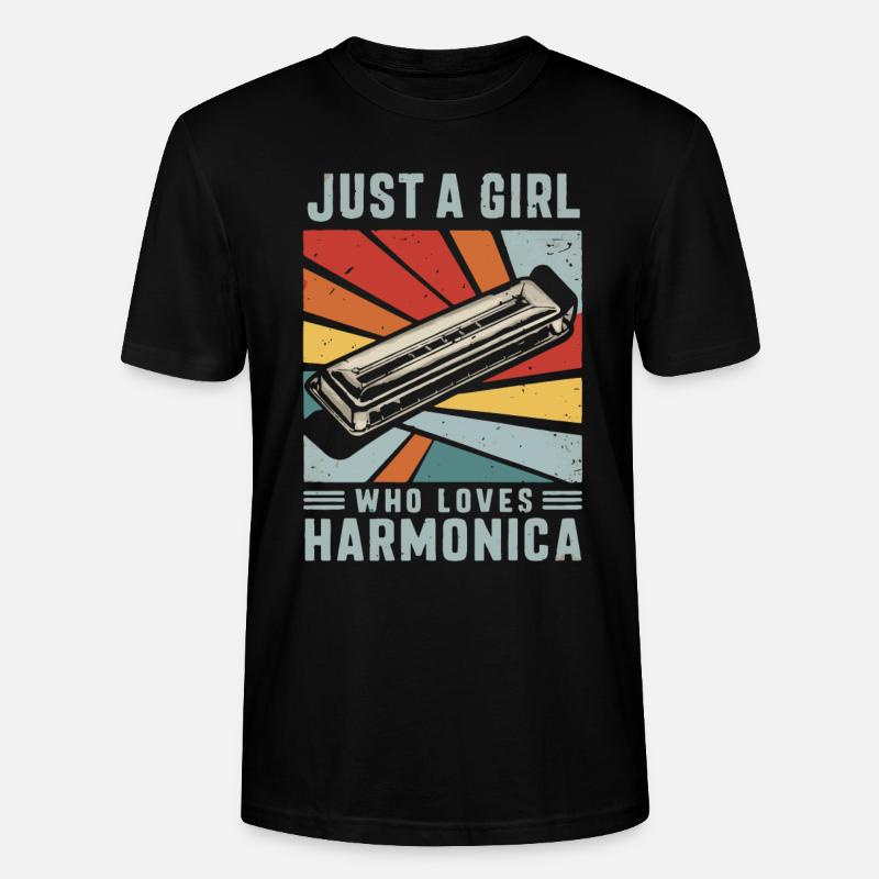 Harmonica Playing Gift - Stanley/Stella CRAFTER Unisex Organic T-Shirt - black