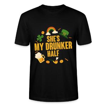 Elle est ma moitié ivre 2 - T-shirt bio CRAFTER Stanley Stella Unisexe - noir - Devant - Alina (178cm) & Michal (187cm)