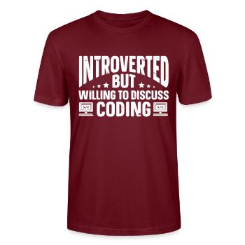 Cadeaux amusants pour les introvertis - T-shirt bio CRAFTER Stanley Stella Unisexe - bordeaux - Devant - Alina (178cm) & Michal (187cm)