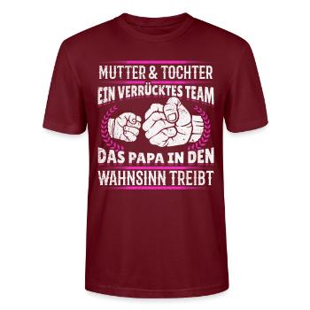Mutter & Tochter Zusammen unschlagbar - Stanley/Stella Unisex Bio-T-Shirt CRAFTER - Burgunderrot - Vorne - Alina (178cm) & Michal (187cm)