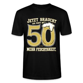Bier Humor zum 50. Geburtstag - Stanley/Stella Unisex Bio-T-Shirt CRAFTER - Schwarz - Vorne - Alina (178cm) & Michal (187cm)